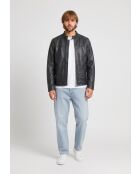 Veste de motarde en cuir Ledion noire