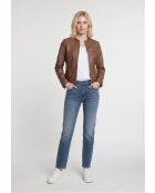 Veste biker en cuir Lyselle cognac