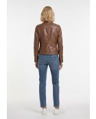 Veste biker en cuir Lyselle cognac
