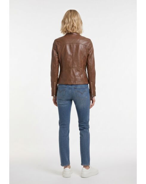 Veste biker en cuir Lyselle cognac