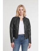 Veste biker en cuir Lysia noire