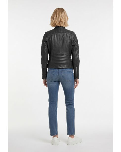 Veste biker en cuir Lysia noire