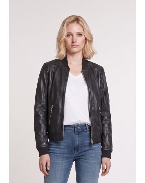 Bombers en cuir Lysandra noir