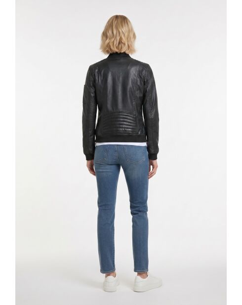 Bombers en cuir Lysandra noir