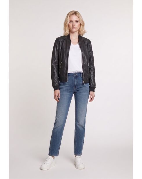 Bombers en cuir Lysandra noir