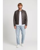 Veste de motarde en cuir Laziel marron