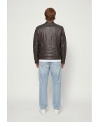 Veste de motarde en cuir Laziel marron