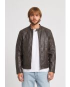 Veste de motarde en cuir Laziel marron
