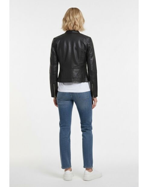 Veste en cuir Lila noire
