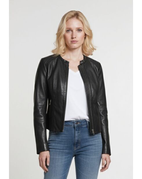 Veste en cuir Lila noire