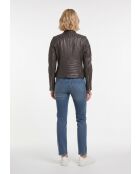 Veste biker en cuir Lysia marron