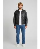 Veste en cuir Lammi noire