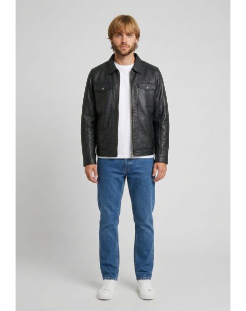 Veste en cuir Lammi noire