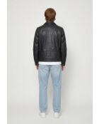 Veste en cuir Lammi noire