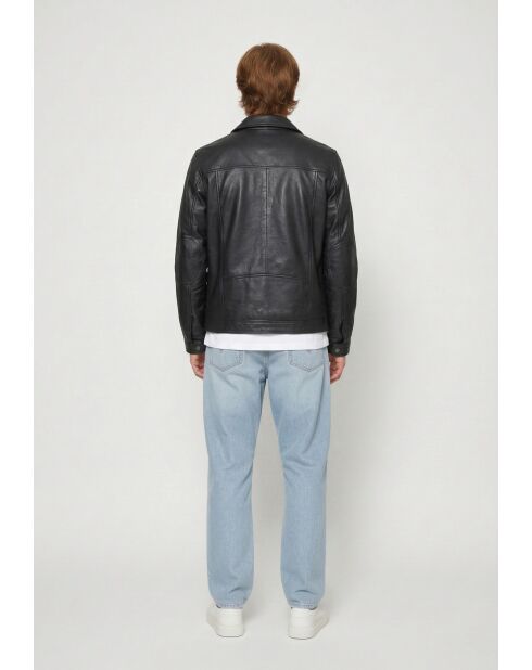 Veste en cuir Lammi noire