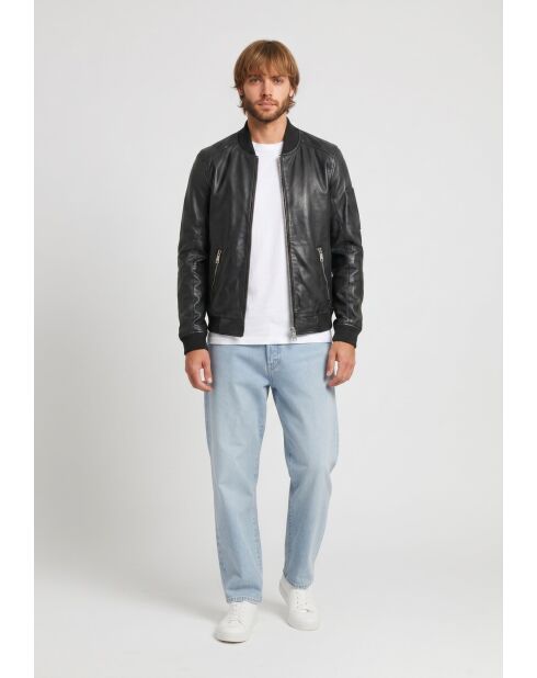 Bombers en cuir Lysander noir