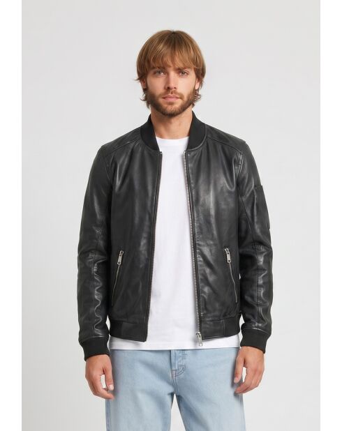 Bombers en cuir Lysander noir