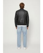 Bombers en cuir Lysander noir