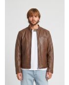 Veste biker en cuir Lysias cognac