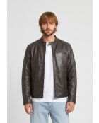 Veste biker en cuir Lysias marron