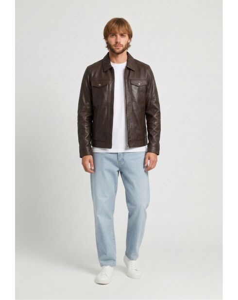 Veste en cuir Lammi marron