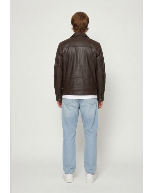 Veste en cuir Lammi marron