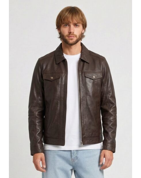 Veste en cuir Lammi marron