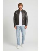 Veste de motarde en cuir Leeron marron