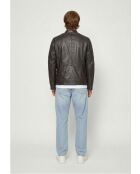 Veste de motarde en cuir Leeron marron