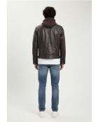 Veste à capuche en cuir Loevan marron