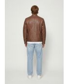 Veste de motarde en cuir Leeron cognac