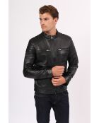 Veste de motarde en cuir Lebanon noire