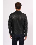 Veste de motarde en cuir Lebanon noire