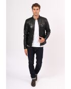 Veste de motarde en cuir Lebanon noire