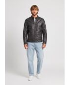 Veste de motarde en cuir Ledion marron