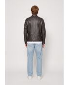 Veste de motarde en cuir Ledion marron
