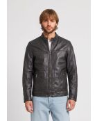 Veste de motarde en cuir Ledion marron
