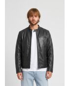 Veste biker en cuir Lysias noire