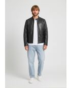 Veste biker en cuir Lysias noire