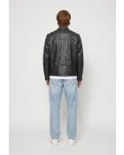 Veste biker en cuir Lysias noire