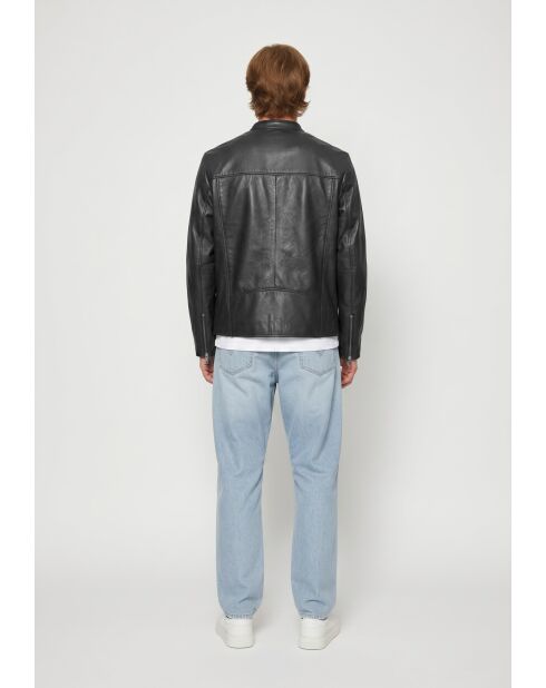 Veste biker en cuir Lysias noire