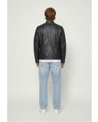 Veste de motarde en cuir Leeron noire