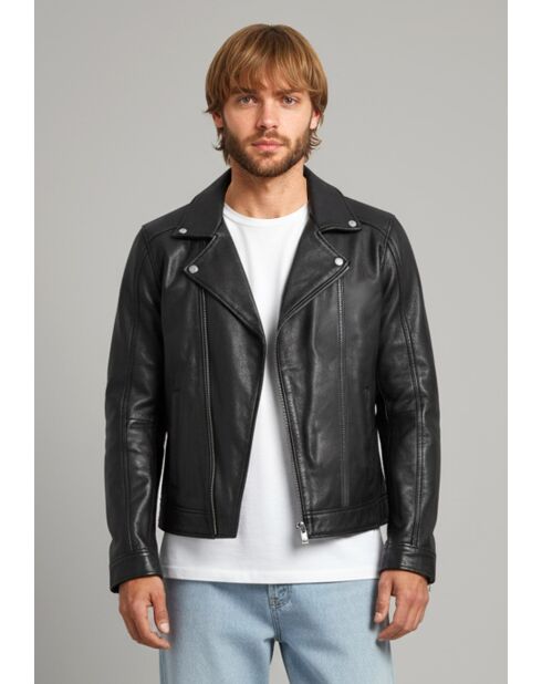 Perfecto en cuir Lamine noir