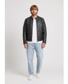 Veste de motarde en cuir Laziel noire