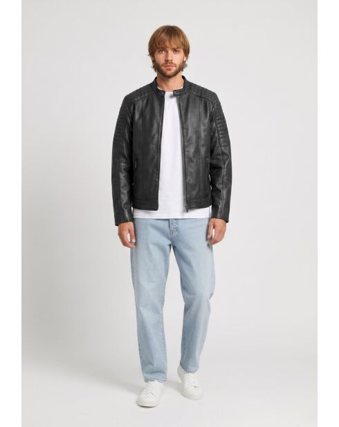 Veste de motarde en cuir Laziel noire
