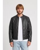 Veste de motarde en cuir Laziel noire