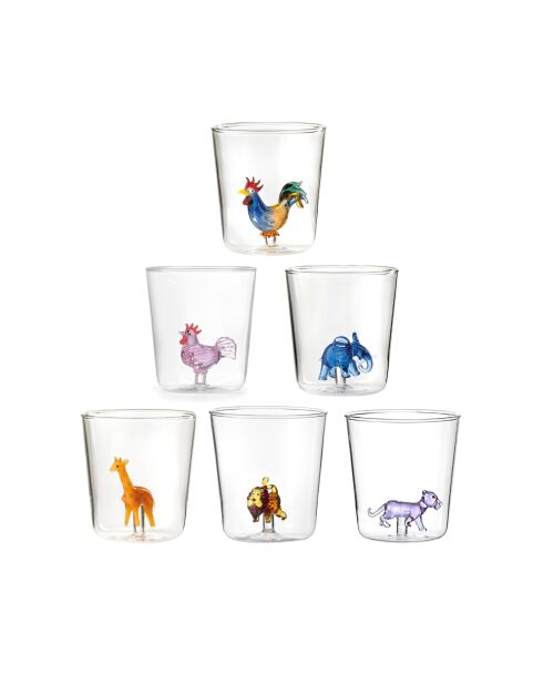 Set de 6 vasos transparentes Pet Friends Mix 8