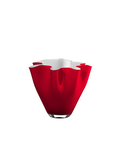 Vase ondulé rouge opale - 28 x 24 cm