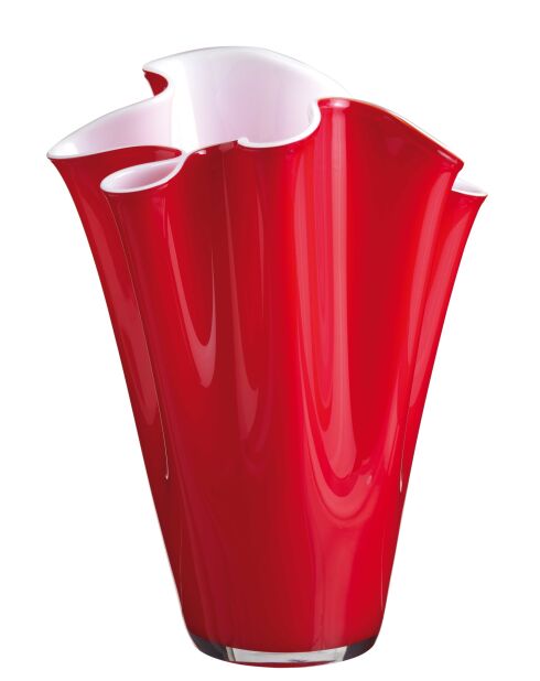 Vase ondulé opale rouge - H. 30 cm