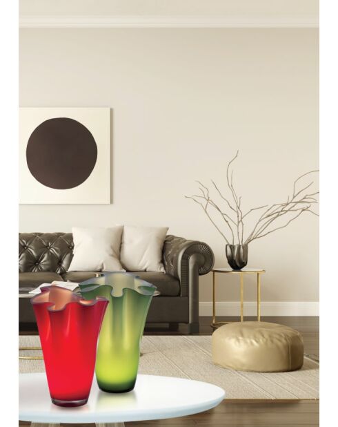 Vase lumineux Wave rouge - 28x24 cm